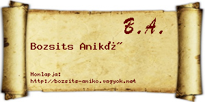 Bozsits Anikó névjegykártya